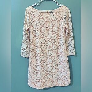 Vince Camuto 3/4 sleeve lace peach color dress size 6